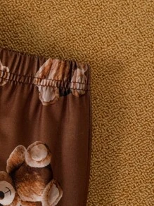 男婴/女婴 2 件套服装：棕色长袖熊印花上衣和裤子，秋冬 - 彩色 - 查看 5