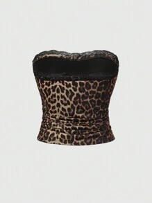 ROMWE J-Fashion 2 件 Y2K 豹纹印花短款短裤和上衣套装（女款） - 棕色 - 查看 7