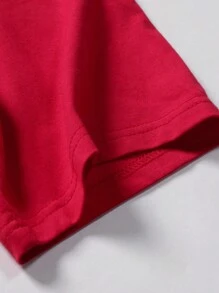 PAVTROS Camisa polo de algodón con bloques de color y estampado de letras para hombres, camisa polo con gráfico de contraste rojo y blanco de estilo urbano y botones, para todas las estaciones, ropa urbana, regalo para novio, para salir - Rojo y blanco - Ver 4
