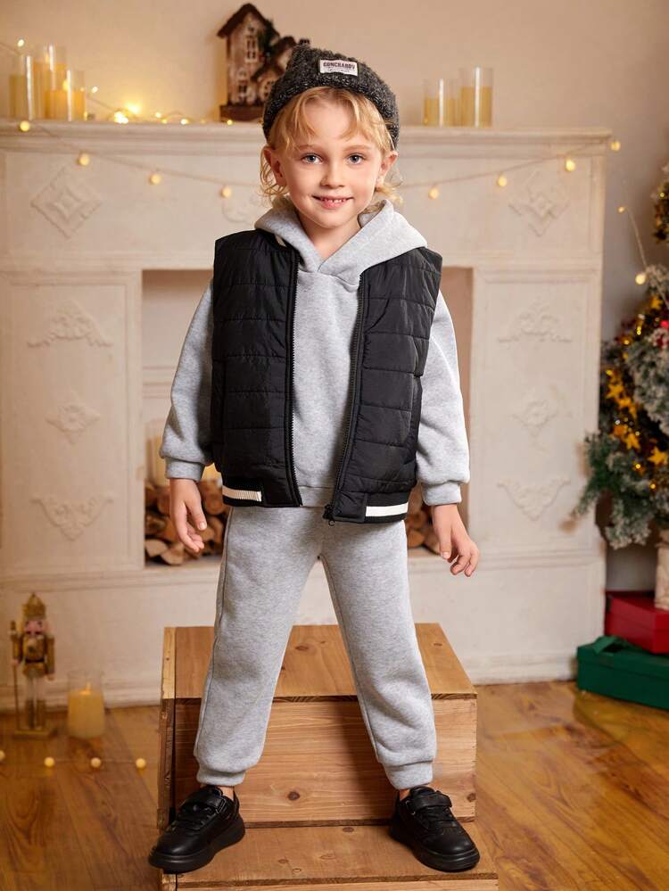 4-7 Years Old Boys Classic Corduroy Patchwork Contrast Color Jacket And Sports Pants 2pcs Set, Casual Fashion Outfit Suitable For Holiday Birthday Party Daily Wear, Fit For Autumn Spring Winter