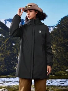 In My Nature Women's Hooded Water-Resistant Padded Coat With Cinched Waistwinter Women Tops - Black - View 9