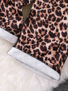 SHEIN 年轻女孩针织豹纹字母宽松休闲运动裤 - 彩色 - 查看 7