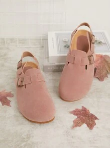 SHUZIA Women's Round Toe Cork Footbed Slide Clogs With Adjustable Buckle Strap Spring Shoes Spring Break Easter - Dusty Pink - View 2