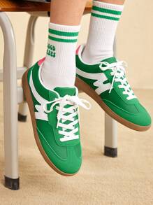 CUCCOO EASI Women's Colorblock Casual Sneakers Retro Athletic Trainers Tainers - Green - View 2