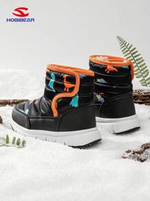 1 双儿童黑色圆点图案防水冬季雪地靴，男女通用 - 黑色 - 查看 4