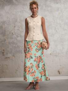 SHEIN Unity Women's Floral All-Over Print A-Line Skirt, Casual And Vacation - Multicolor - View 4