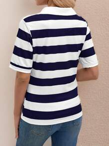 EMERY ROSE Áo thun nữ ngắn tay in sọc anh đào hàng ngày, mùa hè - Nhiều màu - Xem 2