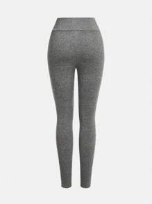 SHEIN Leap Crew 2pcs/Set Tween Girls' Criss-Cross Waistband Thermal Thermal Lined Leggings - Multicolor - View 7