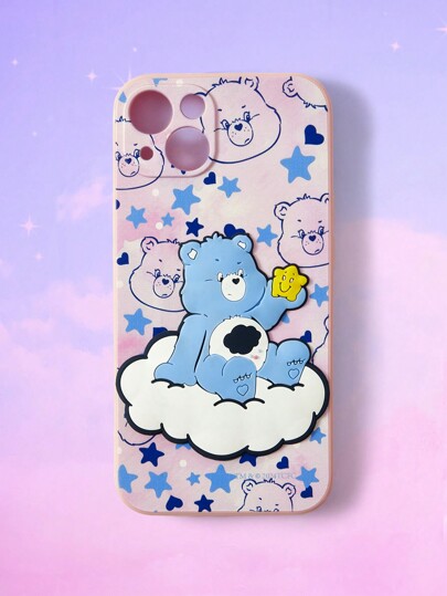 ROMWE X Care Bears Cute Cartoon Bear & Star Print Anti-Shock Phone Case