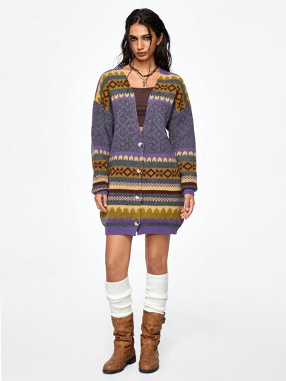 Hippie Women's Long Sleeve Front Button Casual  Cardigan, Daily Wear