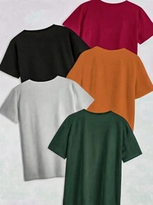 Calvaya Camiseta de manga corta de cuello redondo minimalista en tallas grandes, top básico para verano, otoño e invierno - Multicolor - Ver 2