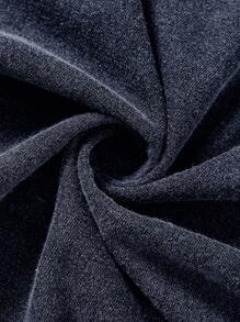 SHEIN BASICS Áo thun cổ tròn dệt kim màu trơn đơn giản thoải mái cho nữ - Màu xanh lam - Xem 9