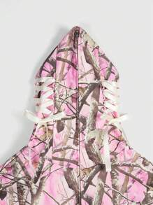 ROMWE Street Life Y2K Streetwear Ribbon Bow Tree Branch Print Hoodie
