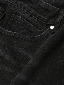 DAZY Chân váy denim dáng ôm màu trơn có túi, cài nút. - màu đen - Xem 9