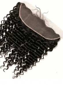 1pc Transparent Lace 13 X 4 Lace Frontal Deep Wave Human Hair Natural Black Color 150% Density 10-20 Inch Lace Frontal Human Hair Extension Ear To Ear Lace Frontal Pre Plucked With Baby Hair For Women