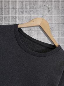 RueChic Men Letter And Japanese Printed Regular Sweatshirt & Pants Set - Dark Grey - View 7