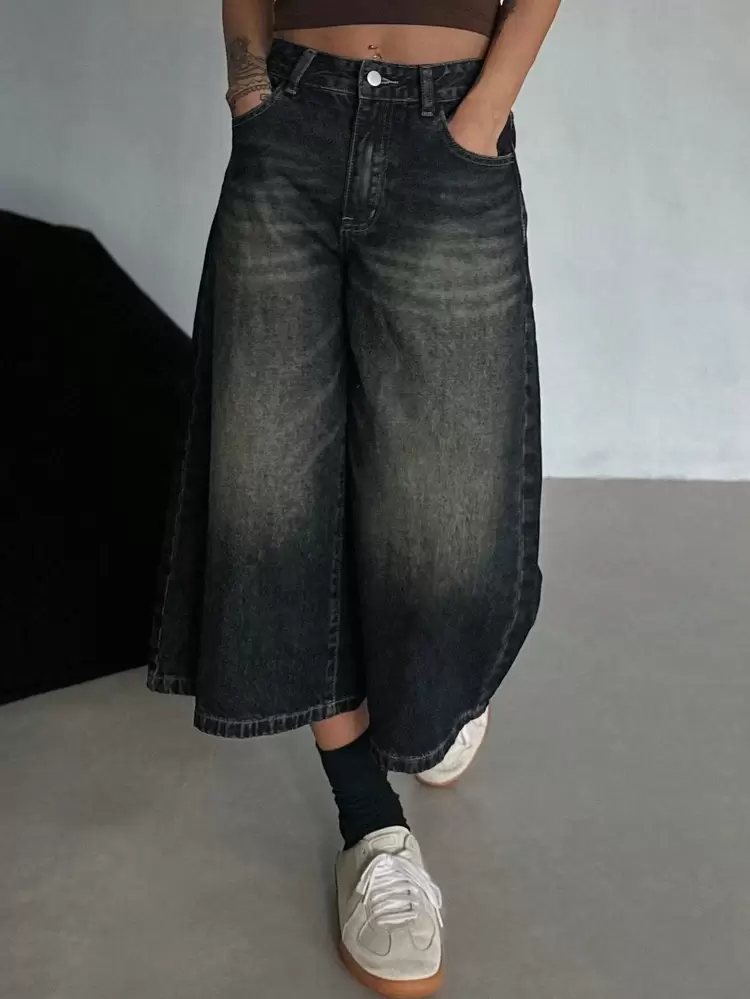 Women's Pocketed Wide Leg Loose Casual Short Jeans,Baggy Jeans Denim Shorts Low Rise Jeans Jorts