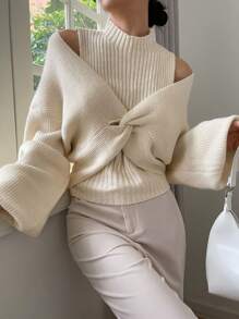 DAZY Twist Design Cropped Knit Trui Voor Dames