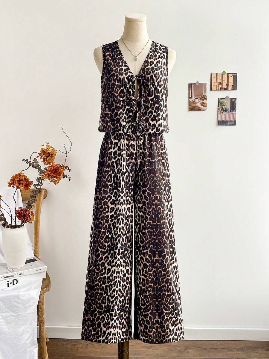 Soleia Bộ 2 áo khoác cardigan họa tiết da báo đi nghỉ cho nữ, áo ba lỗ không tay và quần ống đứng cạp chun, có thể mặc ở trong nhà hoặc ngoài trời, quần áo nữ mùa thu, trang phục lễ tạ ơn cho nữ, bộ đồ mùa thu cho nữ, bộ đồ da báo, bộ đồ hai mảnh mùa thu, quần áo giáng sinh cho nữ, trang phục Halloween, quần áo Hippie, trang phục hòa nhạc cho nữ, quần áo nghỉ ngơi trong thành phố, bộ đồ hai mảnh thường ngày - Nhiều màu - Xem 1