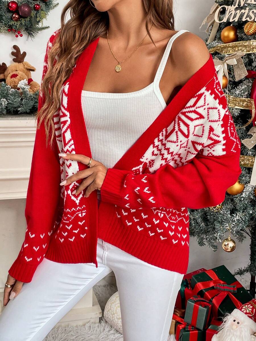 Chiquease Red Cardigan Sweater For Women - Red - View 1