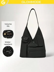 GLOWMODE 35L Carry It All External Multi Pockets Elastic Shoulder Strap Tote Bag - Black - View 1