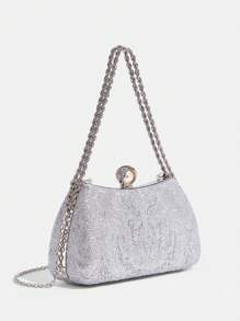 CUCCOO TILAWA Giày cao gót thấp lấp lánh màu xanh lá cây thời trang dự tiệc cho phụ nữ vào dịp Giáng sinh và năm mới, mùa thu và đông - Bạc - Xem 5