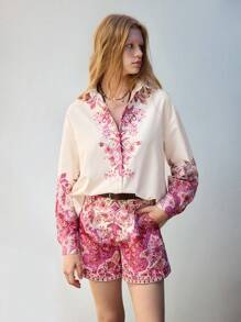 Maija 女式全印花口袋休闲短裤 - 彩色 - 查看 2