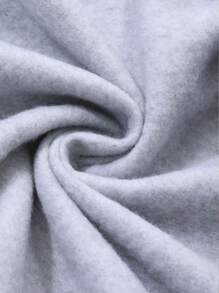 DAZY 女士蝴蝶结蕾丝印花宽松毛绒连帽卫衣，秋冬季保暖拉链外套 - 灰色 - 查看 11