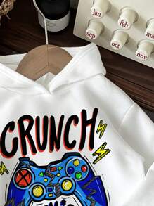 SHEIN Tween Boy Casual Cartoon Game Console Graphic Loose Fit Thick Hoodie Sweatshirt For Autumn And Winter