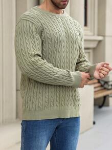 Manfinity Homme Men's Plus Size Casual Solid Color Knitted Sweater, Autumn