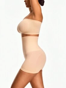 SHAPORA Women's Solid Color High-Waist Shaping Bodysuit Bottom - Apricot - View 5