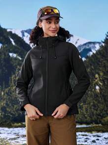 In My Nature 女士秋季连帽户外风衣外套 - 黑色 - 查看 3