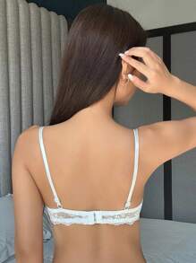 DAZY Lace Sheer Wireless Bra, Unpadded, Lightweight Lingerie For Women - White - View 2