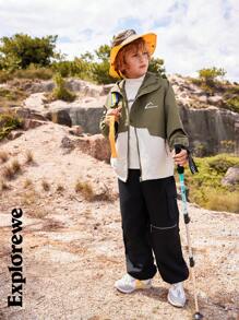 SHEIN 青少年男孩休闲户外运动彩色拉链连帽夹克，带口袋 - 彩色 - 查看 7