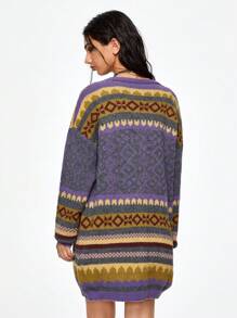 ROMWE Hippie Áo khoác cardigan dài tay cài nút phía trước cho nữ, mặc hàng ngày - Nhiều màu - Xem 3