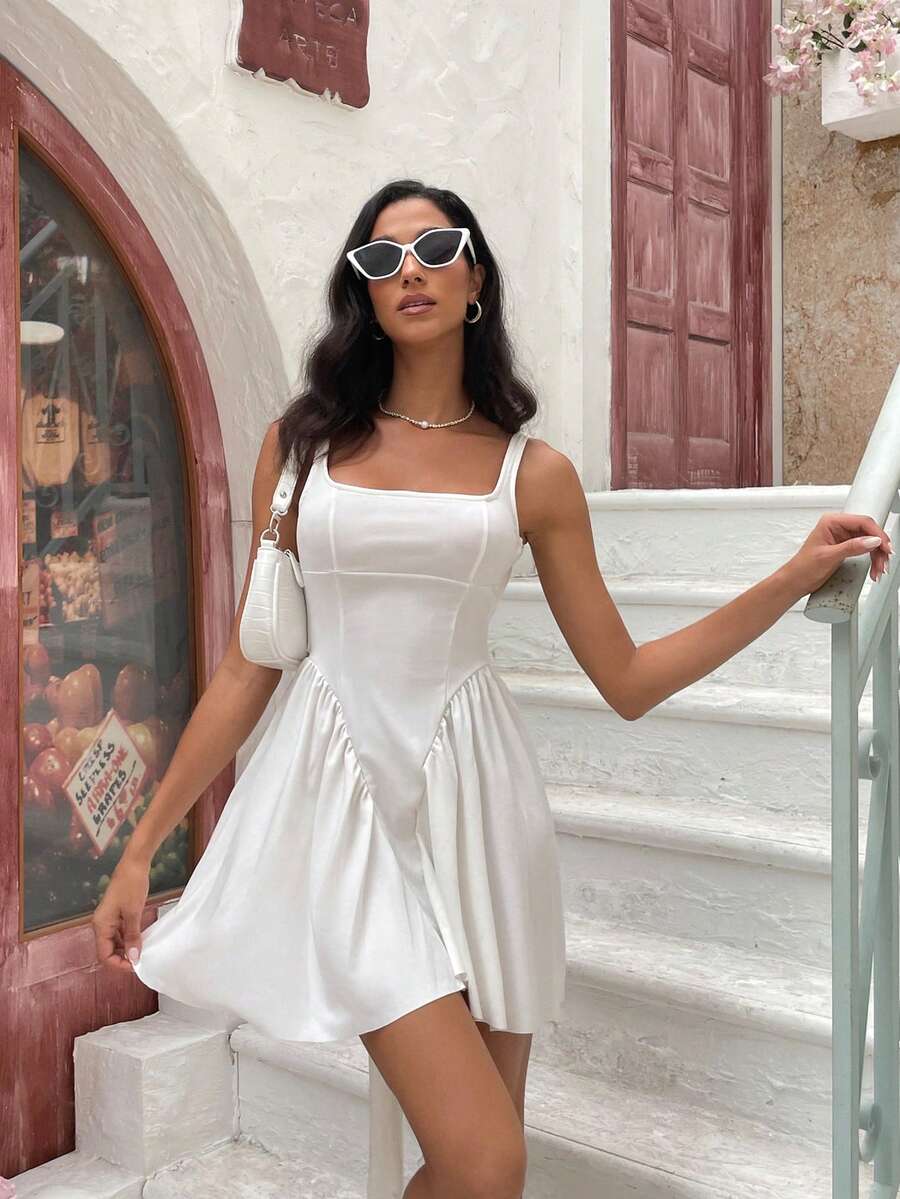 Women's Summer Strappy Backless Sleeveless Dress - White - View 1