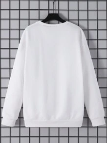 男士休闲圆领字母与卡通印花长袖运动衫