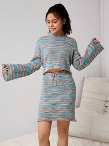 Set Sweater Warna Gradien untuk Remaja Perempuan, Musim Semi, Musim Panas, Musim Gugur, Kembali ke Sekolah, Mode Kuliah, Kasual Longgar, Cocok untuk Bepergian, Pesta, Kembali ke Sekolah, Belanja - MultiWarna - View 1