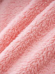 Cozy Pixies Baby Girl Valentine's Day Heart Contrast Color Double-Sided Fleece Hooded Long Sleeve Jumpsuit - Pink - View 5