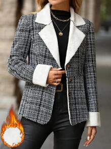 SHEIN Clasi Ladies' Plaid Warm Jacket For Winter