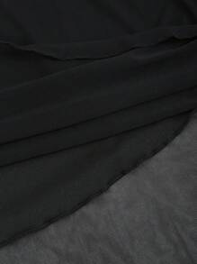 SHEIN Unity Đầm lưới đen không tay thanh lịch cho nữ có viền đuôi cá, trang phục Maxi thời trang mùa hè cho nữ - màu đen - Xem 6