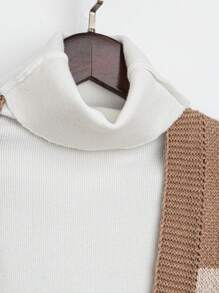 Plus Size Solid Color Patchwork Long Sleeve Casual Blouse Fall Cloth For Women - Multicolor - View 3