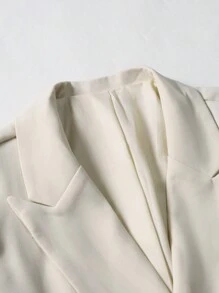 Manfinity Mode 2pcs Men's Solid Color Lapel Neck Double-Breasted Suit Jacket And Pants Business Casual Outfit,Men's Solid Color Simple Daily Long Sleeve Suit Set,Light Apricot Suit Set