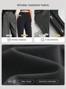 GLOWMODE 29" Versatile Wrinkle-Resistant Stretchy Straight Leg High-Waist Work Pants With Side Pockets Daily Casual Office