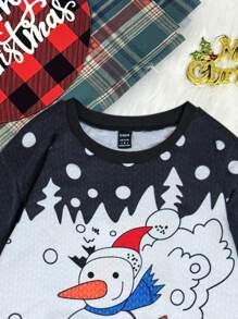 1pc Women Crewneck Sweatshirt, Funny Snowman Skiing Print Comfortable Sweatshirt Fabric, Winter Warm, Casual, Cozy Family Matching Pullover Fall - Multicolor - View 5