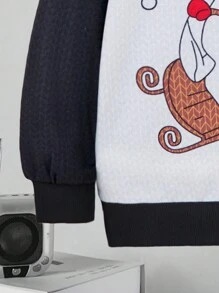 1pc Teenage Boy Crew Neck Sweatshirt, Funny Snowman Ski Print, Cozy Fleece Fabric Winter Warm Series, Casual And Cozy Family Matching Look