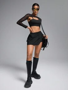 Innovista 女士运动网球套装，包括露脐运动上衣、运动文胸、T恤、半裙和短裤，运动风格，内置短裤口袋，必备配套运动服，适合从办公室到球场、早午餐到健身房等各种场合。两件套多功能运动休闲服，适合全天候穿着，Tenniscore 运动弹力套装，防紫外线，透气，适合秋季穿着，适合跑步、骑行、高强度间歇训练 (HIIT) 等运动，舒适自在，实用时尚，适合派对穿着。