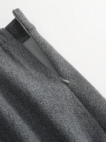 SHEIN LUNE 大码休闲A字裙，秋冬女装长裙 - 灰色 - 查看 5