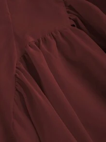 Sweetra Vestido de verano para mujer de unicolor con cuello cuadrado, espalda descubierta y lazo, color burdeos
