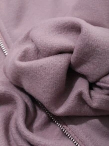 DAZY Women's Solid Color Drop Shoulder Long Sleeve Zip-Up Hooded Casual Fleece Sweatshirt, Fall/Winter Jacket - Dusty Purple - View 7